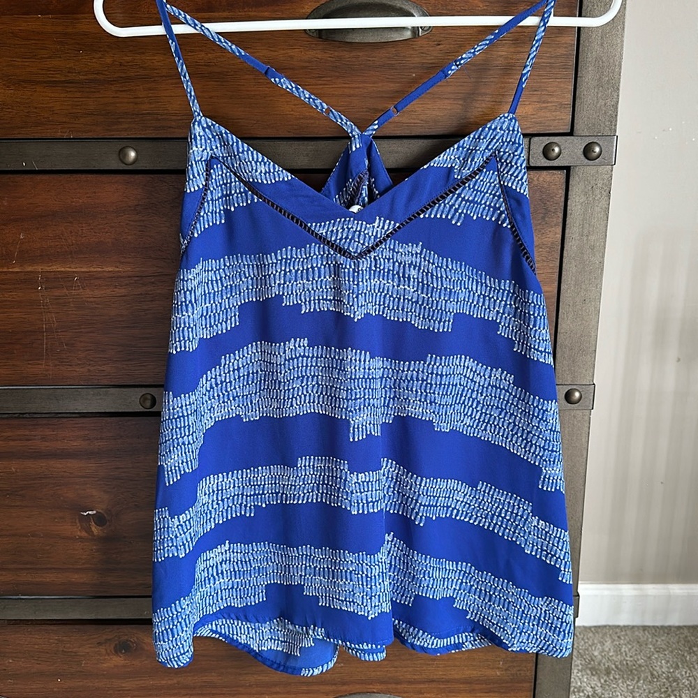 Blue and White racerback tank